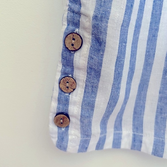 Nicole Miller NY Blue Striped Preppy Coastal Summer Linen Mini Shift Dress - Picture 7 of 11